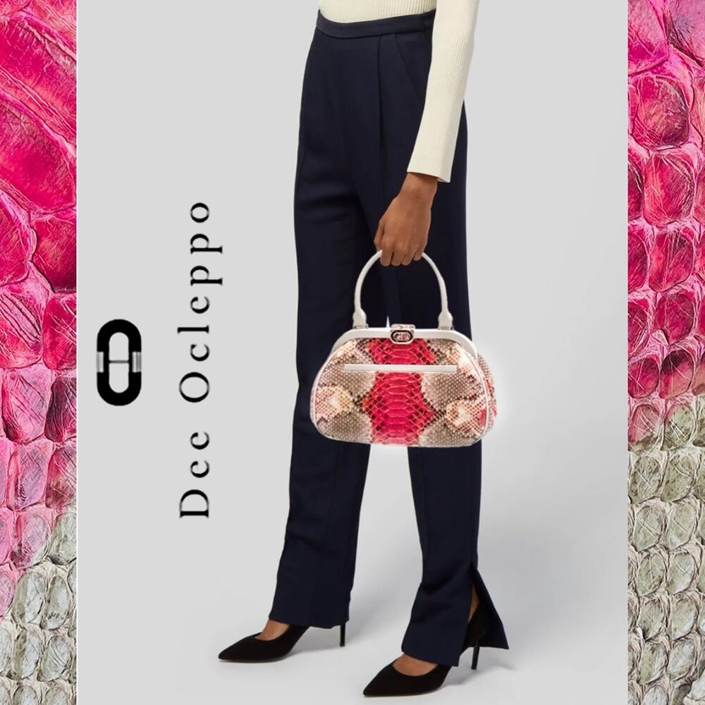 Rare Italian Python Top Handle Bag by Dee Ocleppo • Palm Beach Collection - Picture 3 of 16